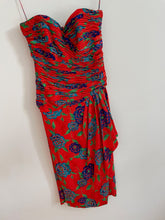 Load image into Gallery viewer, Strapless Floral Print Silk Dress