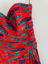 Load image into Gallery viewer, Strapless Floral Print Silk Dress