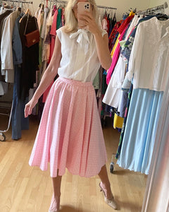 Pink Polka Dot Midi Skirt