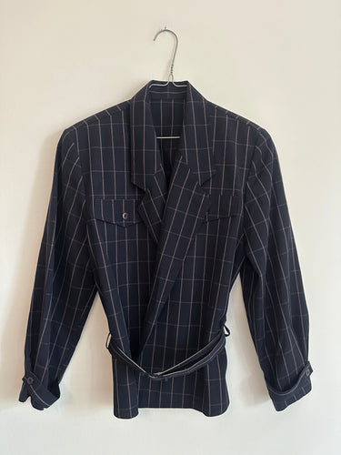 Navy Blue Belted Jacket