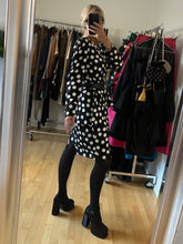 Load image into Gallery viewer, Black Silk Polka Dot Dress