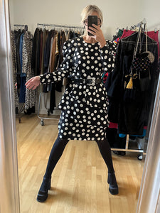 Black Silk Polka Dot Dress
