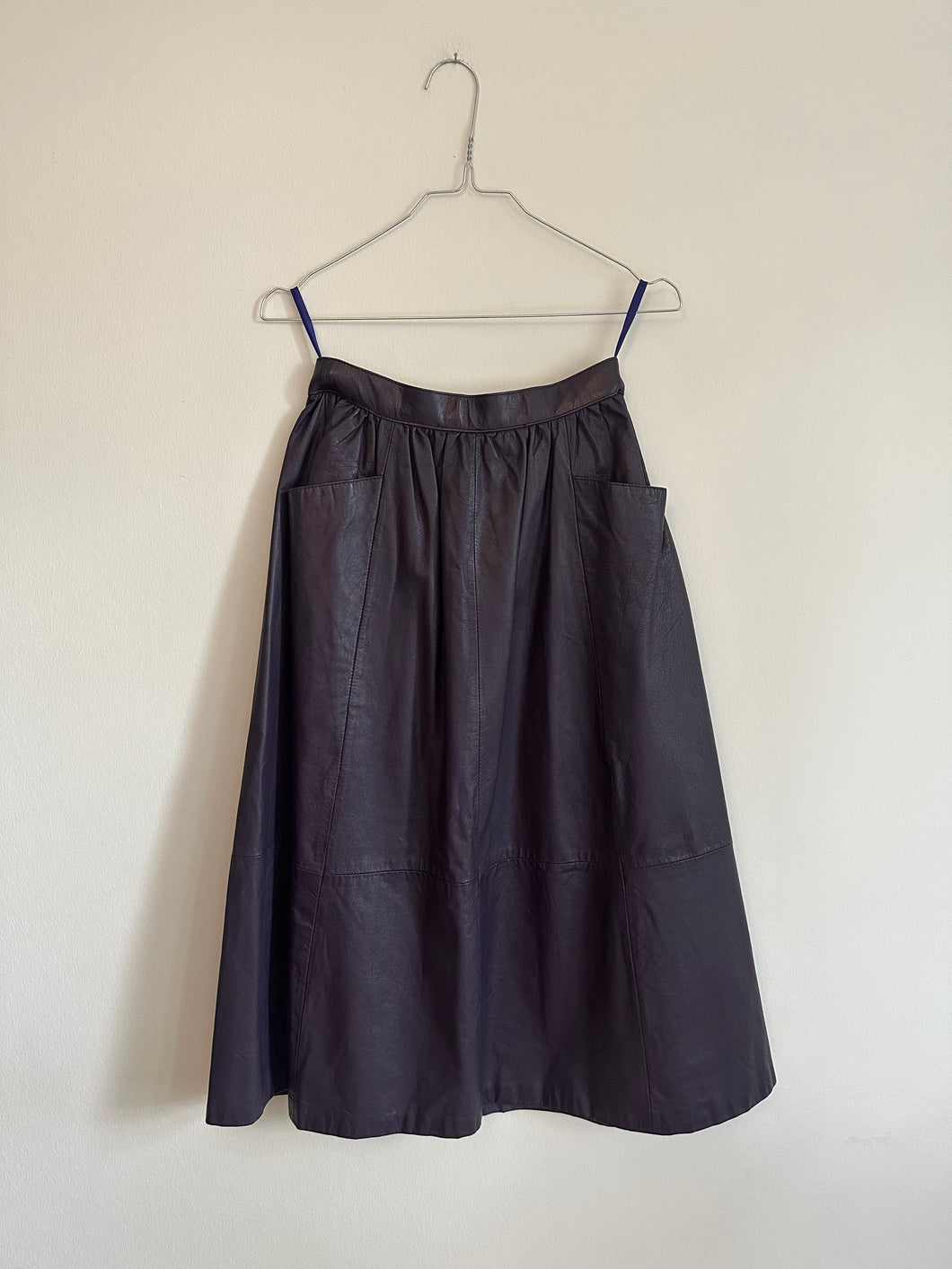 Midi Length Leather Skirt