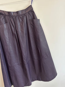 Midi Length Leather Skirt