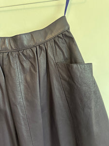 Midi Length Leather Skirt