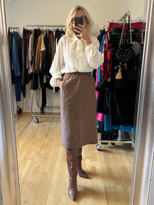 Brown Wool Midi Skirt