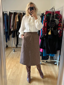 Brown Wool Midi Skirt