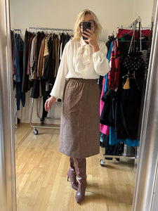 Brown Wool Midi Skirt