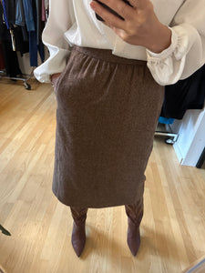 Brown Wool Midi Skirt