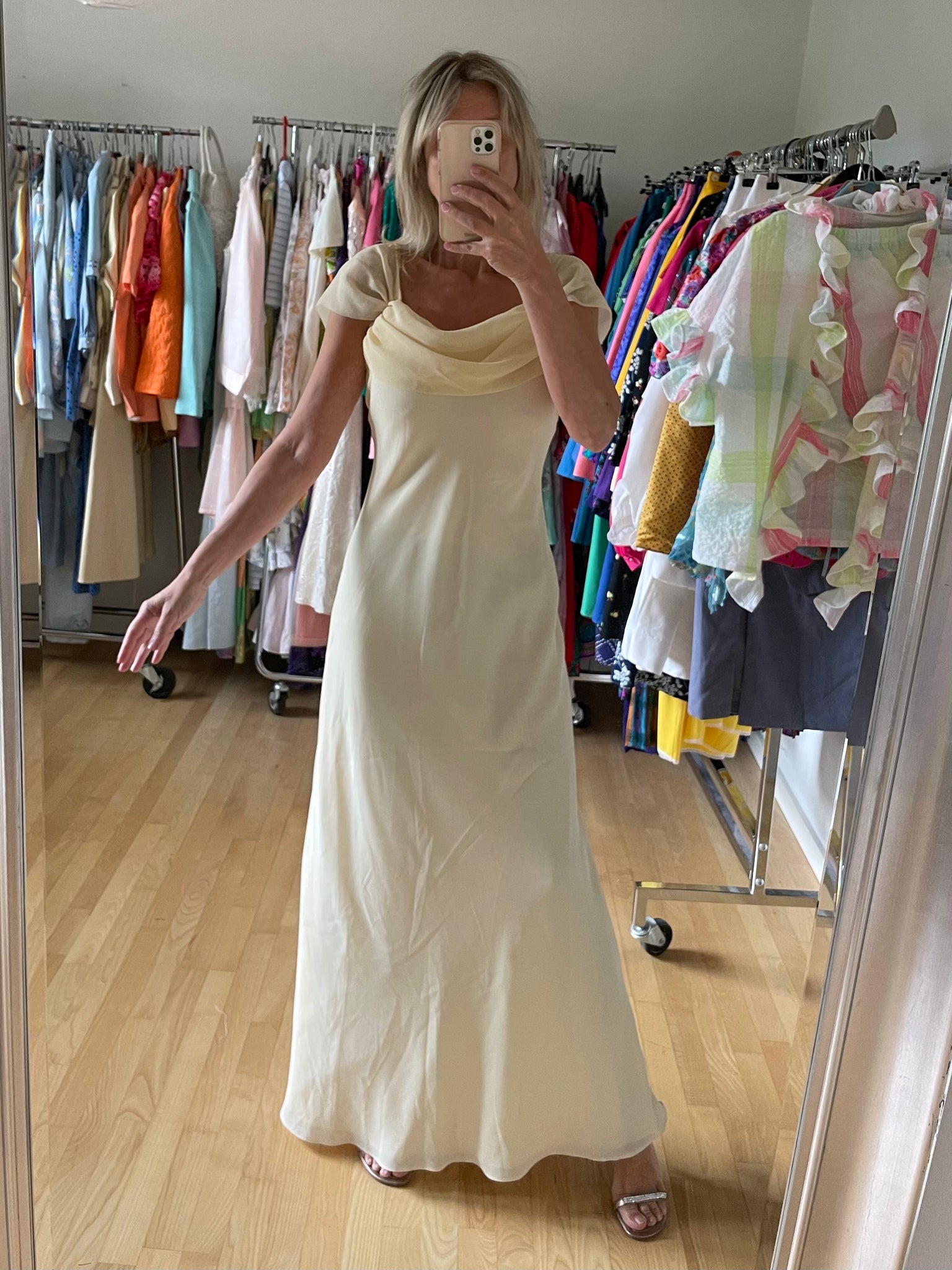 pale yellow chiffon dress MACloth Straps V neck Chiffon Long Bridesmaid Dress Yellow Formal Party Dress Custom Color / Tea Length / US4