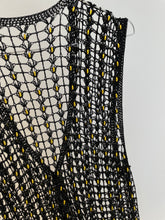 Load image into Gallery viewer, Black Crochet Gold Bead Vest