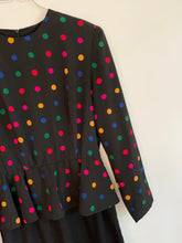 Load image into Gallery viewer, Rainbow Polkadot Peplum Dress