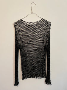 Black Crochet Sequins Blouse