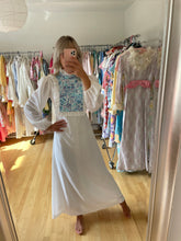 Load image into Gallery viewer, White Ruffles Embroidery Maxi Dress