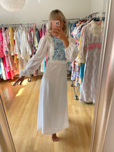 Load image into Gallery viewer, White Ruffles Embroidery Maxi Dress