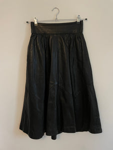 Black Leather Midi Skirt