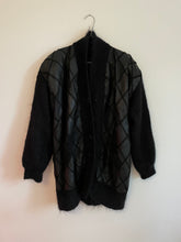 Load image into Gallery viewer, Leather Patchwork Mohair Knit Cardigan