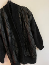 Load image into Gallery viewer, Leather Patchwork Mohair Knit Cardigan