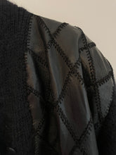 Load image into Gallery viewer, Leather Patchwork Mohair Knit Cardigan