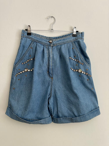 Denim shorts with studs