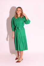 Load image into Gallery viewer, Green Puff Sleeves Dress