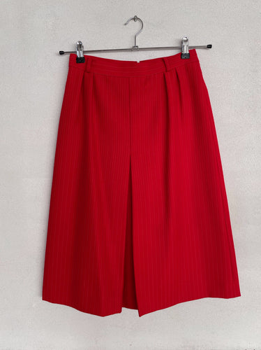 Red Pleat Pin Stripe Skirt