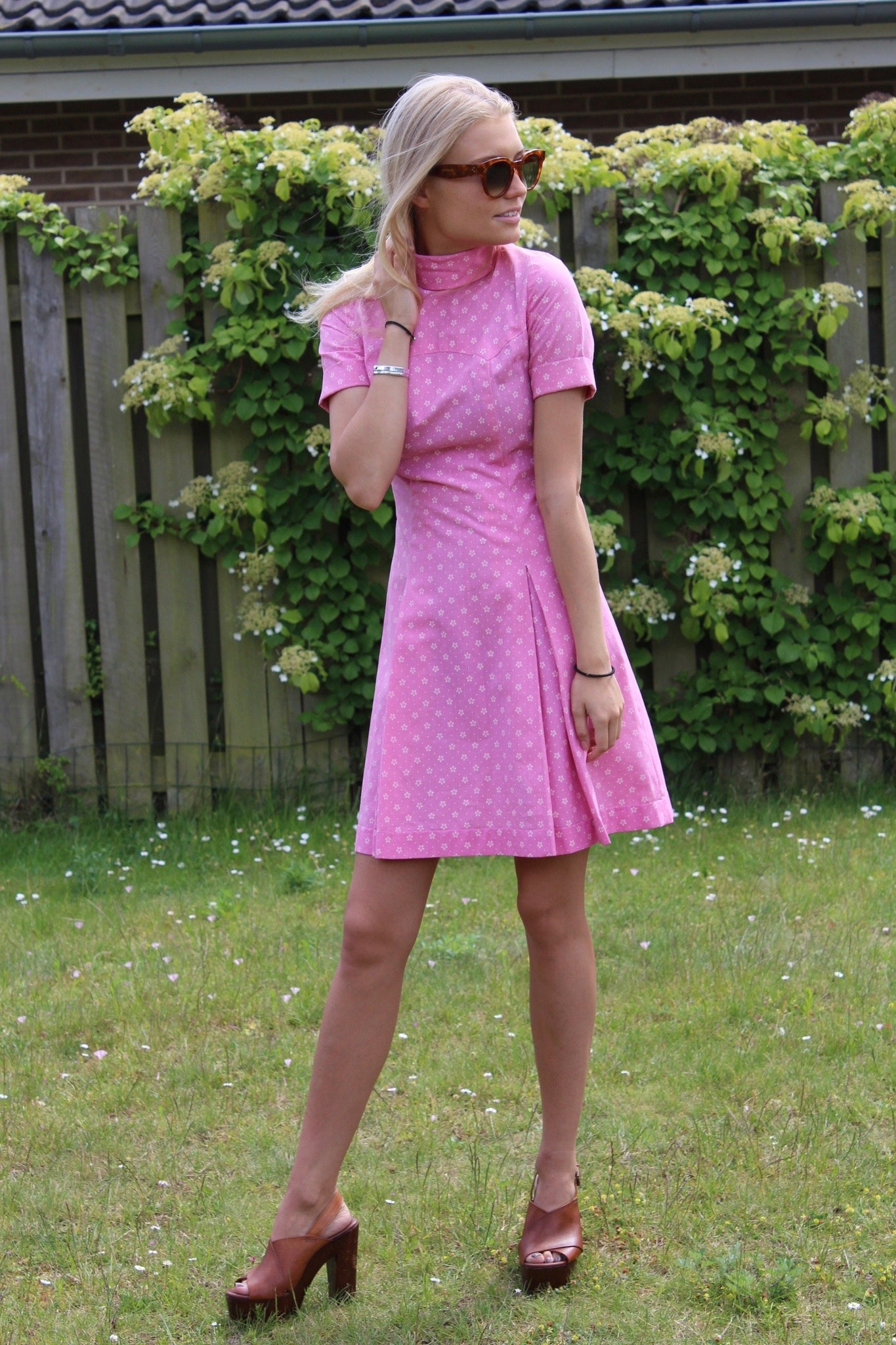 Baby Pink Turtleneck Cotton Mini Dress Eltoft Vintage Baby Pink Turtleneck Cotton Mini Dress Eltoft Vintage