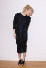 Load image into Gallery viewer, Black Blue Metallic 80s Dress