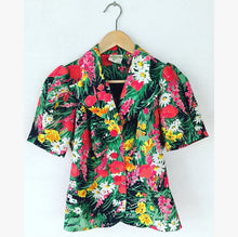 Load image into Gallery viewer, Flora Print Puff Sleeves Shirt Jacket