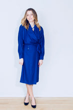 Load image into Gallery viewer, Etienne Aginer 80s Blue Wool Dress