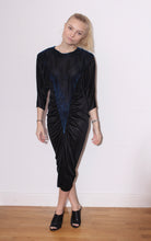 Load image into Gallery viewer, Black Blue Metallic 80s Dress