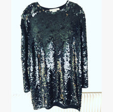 Load image into Gallery viewer, Black Sequins Mini Dress Oversize