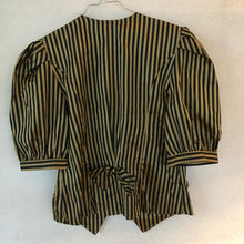 Load image into Gallery viewer, Black Gold Striped Puf Sleeves Shirt