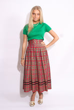 Load image into Gallery viewer, Tartan Full Midi Skirt Velvet Stripe