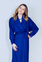 Load image into Gallery viewer, Etienne Aginer 80s Blue Wool Dress