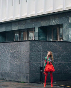 Red Silk Balloon Skirt