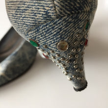 Load image into Gallery viewer, Cool Studded and Stoned Denim Pumps 80s