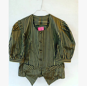 Black Gold Striped Puf Sleeves Shirt