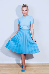 Cute Pleated Light Blue Skirt