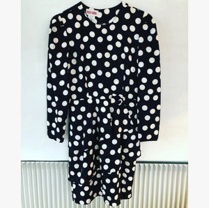 Black Silk Polka Dot Dress