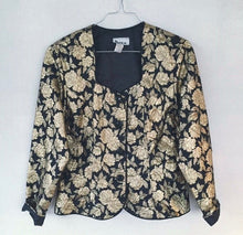 Load image into Gallery viewer, Beautiful Black and Gold Brocade Jacket