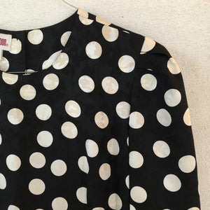 Black Silk Polka Dot Dress