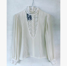 Load image into Gallery viewer, Ivory Lace Semi Sheer Blouse