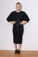 Load image into Gallery viewer, Black Blue Metallic 80s Dress