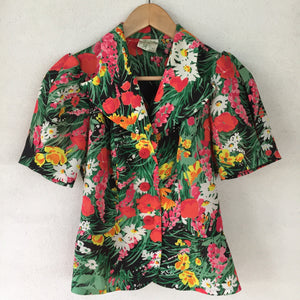 Flora Print Puff Sleeves Shirt Jacket