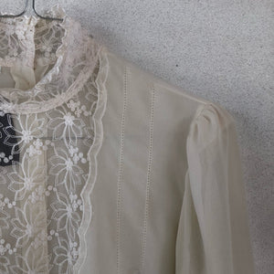 Ivory Lace Semi Sheer Blouse