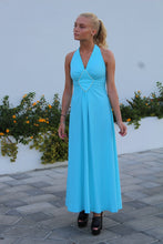 Load image into Gallery viewer, Ocean Blue Maxi Halterneck Summer Dress