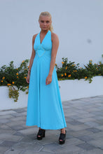 Load image into Gallery viewer, Ocean Blue Maxi Halterneck Summer Dress