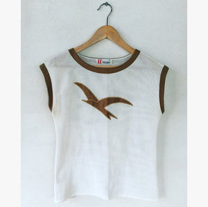 Mesh Top with Bird Applique