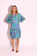 Load image into Gallery viewer, Floral Print Ruffles Silk Dress